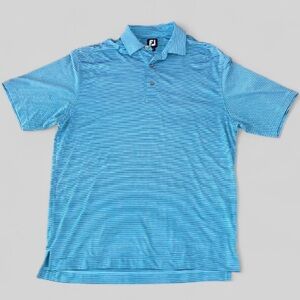 Foot Joy Men’s Striped Blue Short Sleeve Polo Shirt